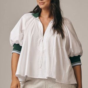 Maeve White and Green Blouse